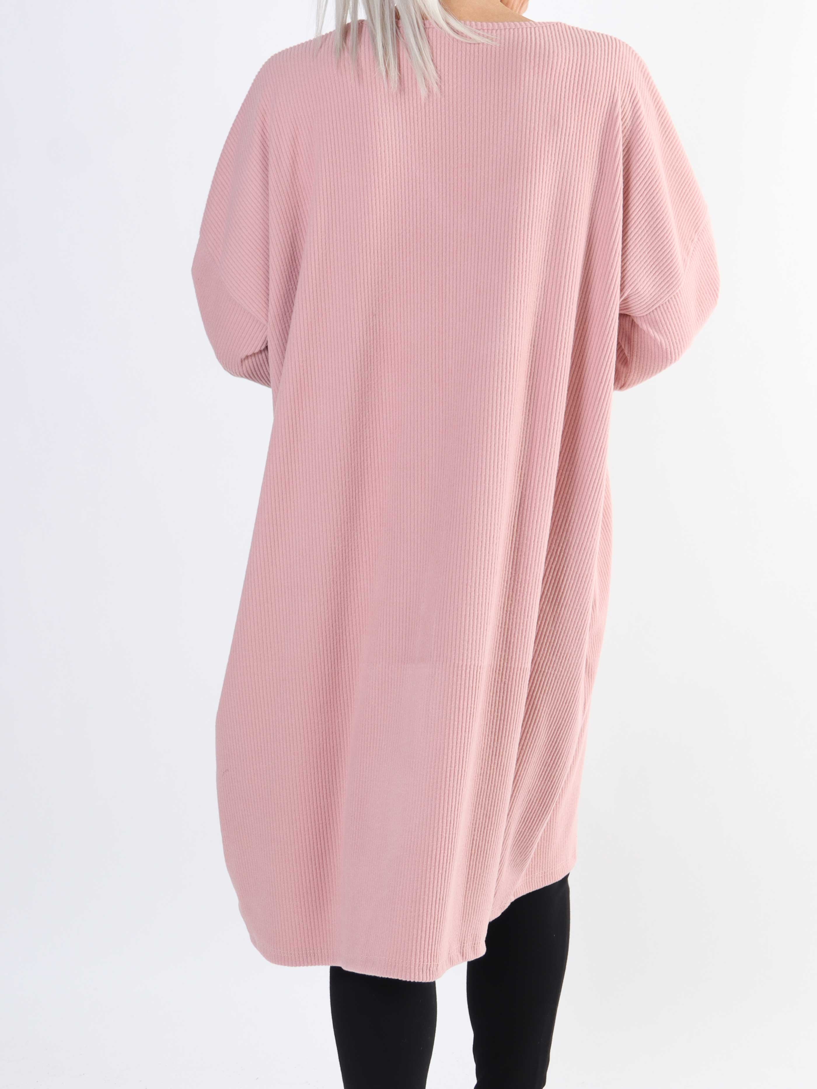 Liana - Blød plus size kjole i rib med lynlås